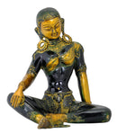 Seated Goddess Green Tara Brass Figure