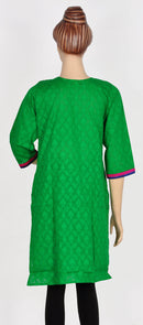Green Kurta with Embroidery on Neck