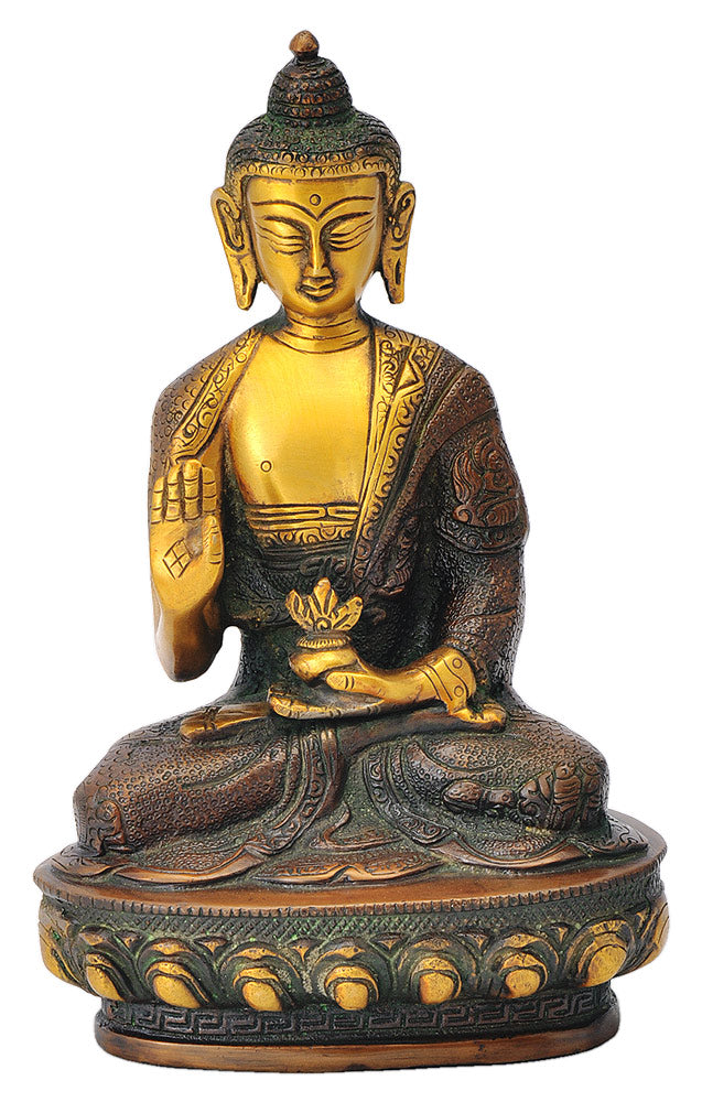 Blessing Medicine Buddha Carved Robe Statue