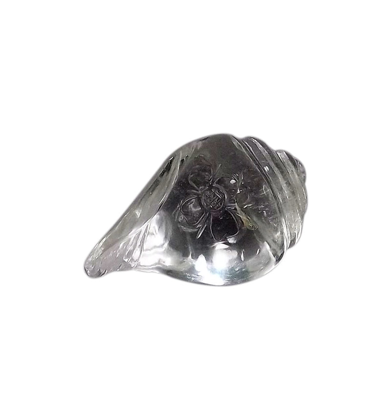 Auspicious Quartz Crystal Conch Shankh for Puja 1.75"