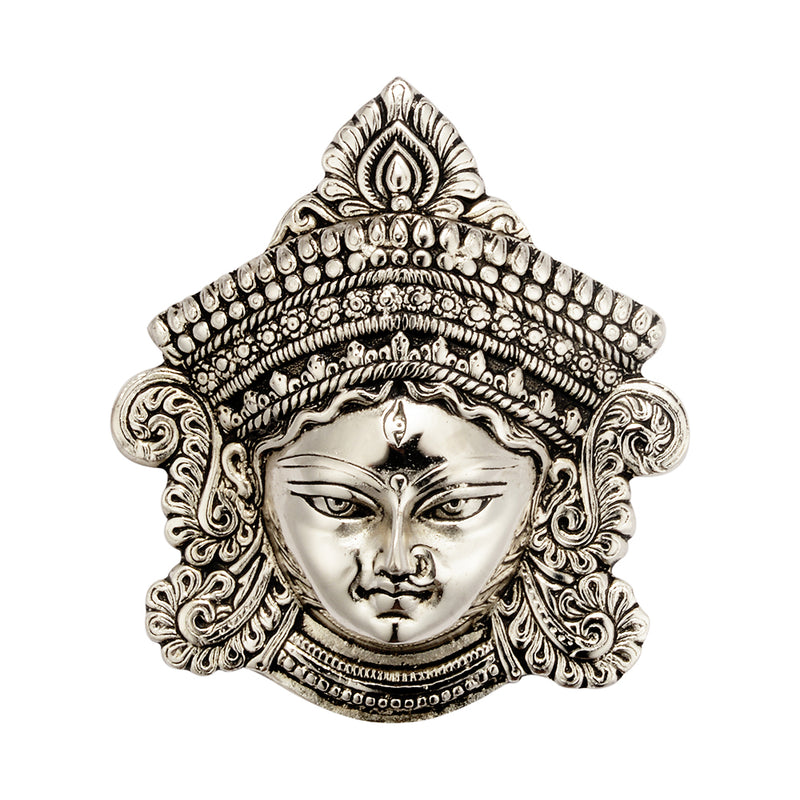 Goddess Durga White Metal Mask - Small