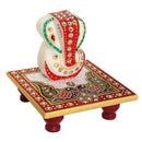 God Gajanan seated on Marble Chowki