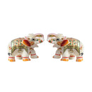 Elephant Showpiece Painted Marble Pair