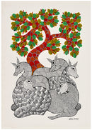 Deer Under Tree - Gond Painting