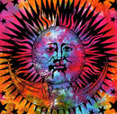 Celestial Sun Moon Stars Tie Dye Cotton Wall Hanging Tapestry