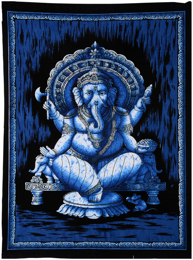 Lord Ganesha Indian Batik Print Tapestry Wall Hanging