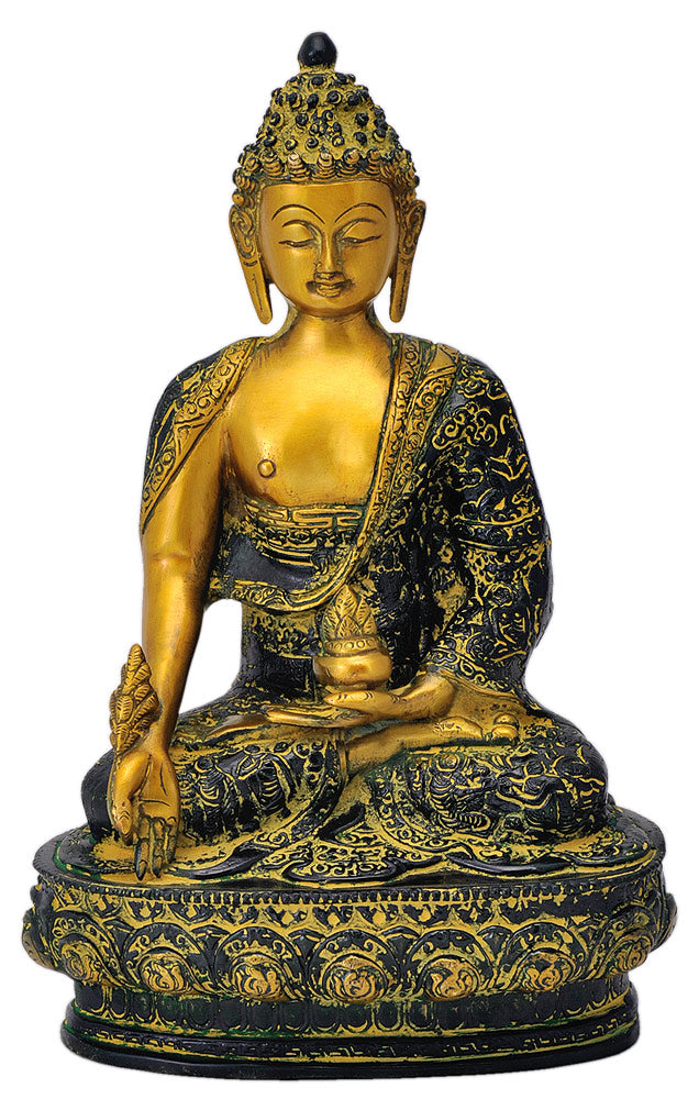 Antique Finish Buddha Figurine 12.75"