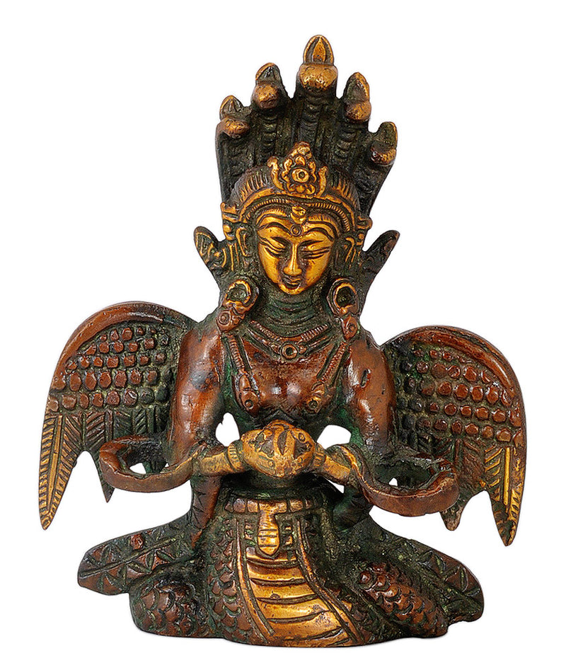 Brass Naga Kanya Statue