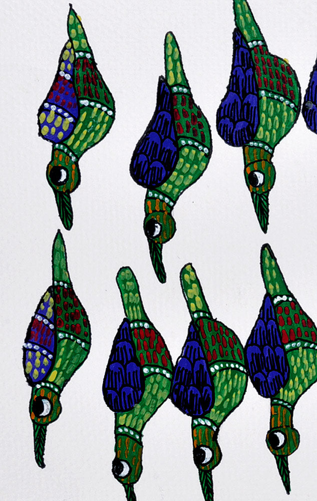 Group of Birds - Gond Tribal Art