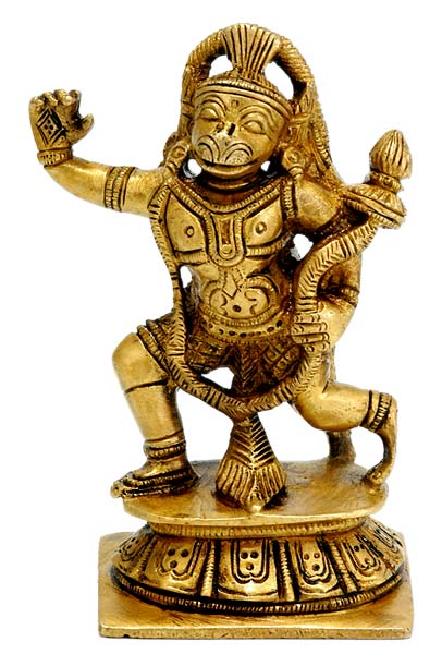 Victorious Hanuman - Brass Statuette