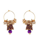 Traditional Indian Style Bali Jhumki Earrings Purple for Womens