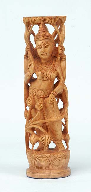 Standing Lakshmi - Wooden Statue