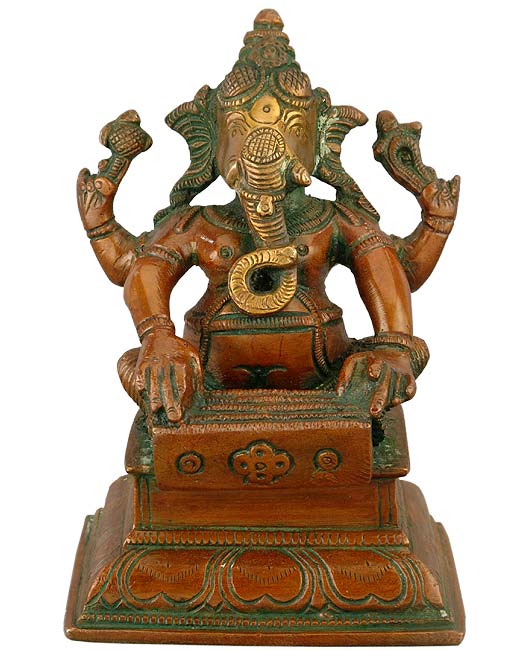Musician Lord Ganesha - Brass Statue IV