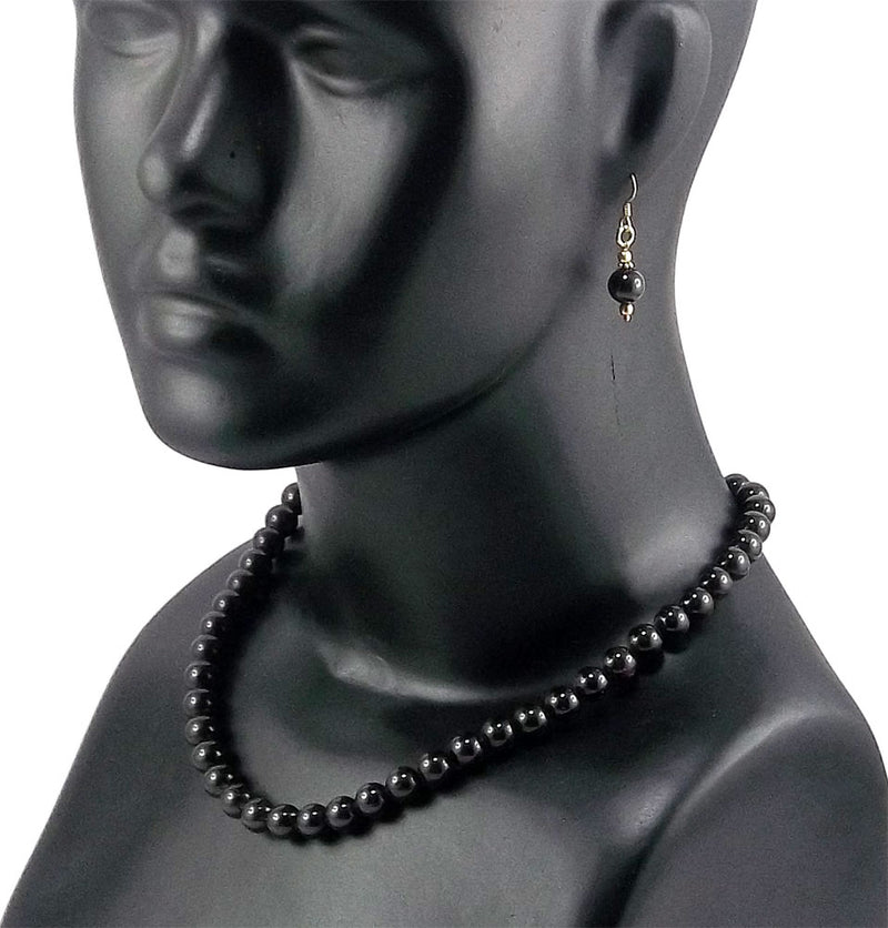 'Black Stone' Necklace with Earrings