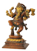 Six Armed Dancing Lord Ganesha Brass Sculpture