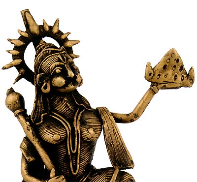 Mighty Lord Hanuman - Dhokra Statuette 5.5"