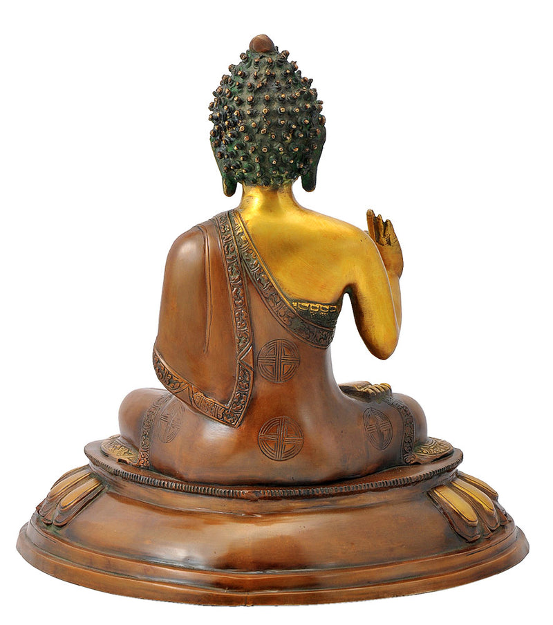 Sakya Muni as Medicine Buddha Brass Sculpture 15"