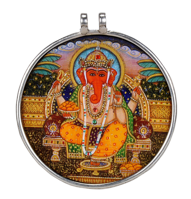 Pious Ganesha - hand Painted Pendant