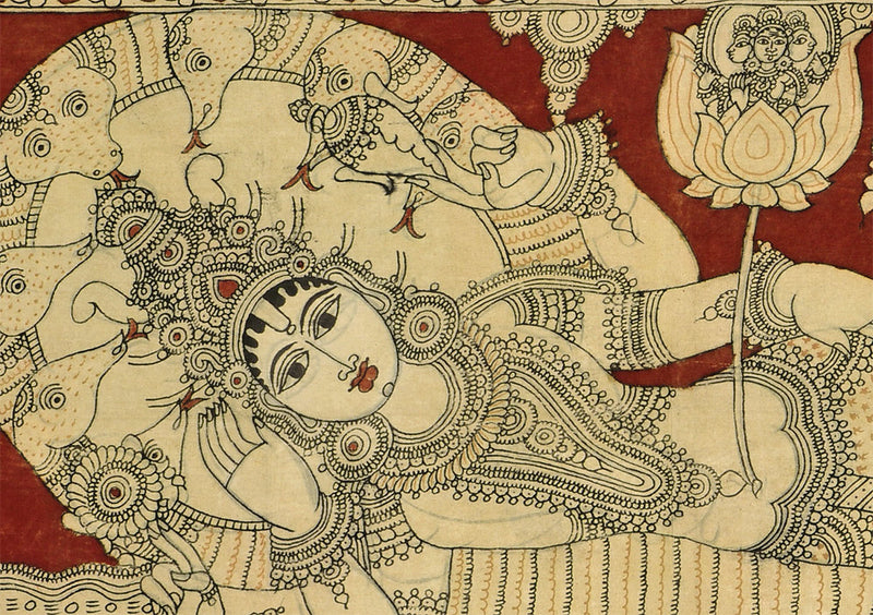 Resting Vishnu Kalamkari Painting