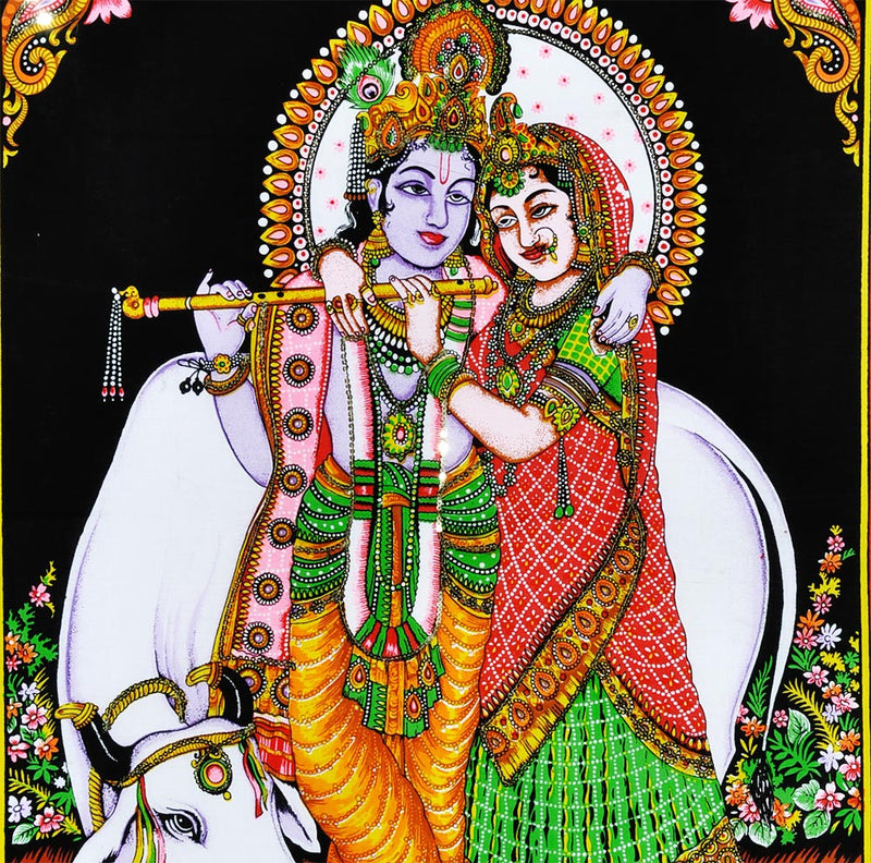 Radha Krishna Cotton Painting