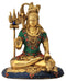 Blessing Lord Shiva Brass Sculpture with Colored Stone Work