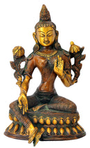 Auspicious Green Tara Statue Lotus Base 11"