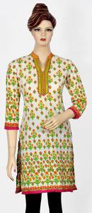 Printed Kurti with Embroidery on Neck