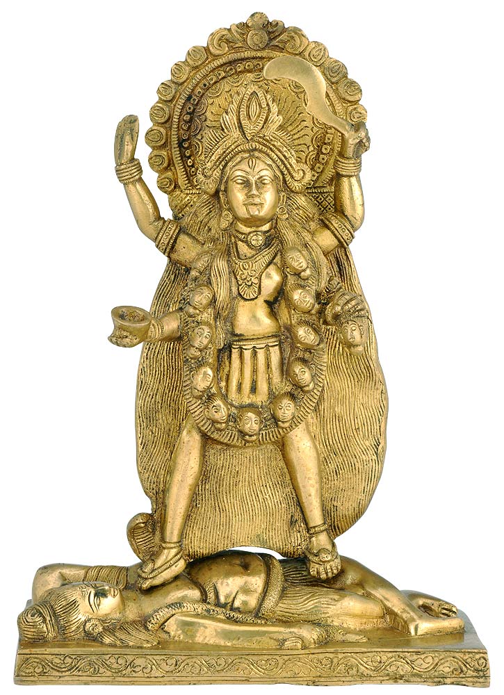 Goddess Dakshineshwari Mahakali - Brass Statue 11"