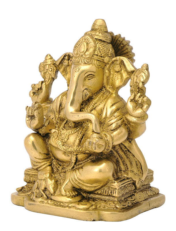God Ganesh Brass Figure 6"