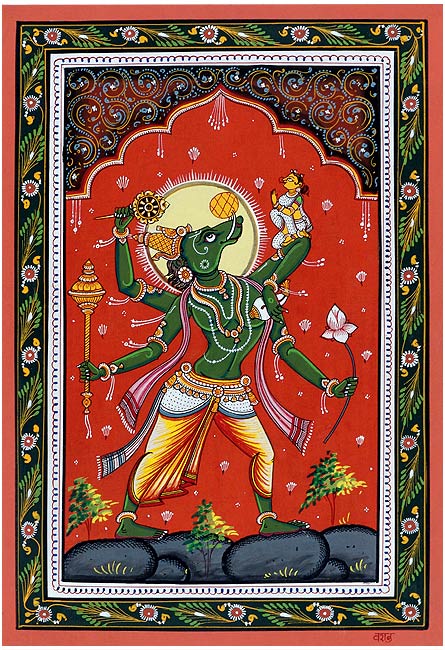 'Lord Varaha' Vishnu Dashavtar Patachitra Painting
