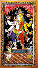 The Divine Union "Ardhanarishwar" - Patachitra Painting 30"
