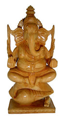 Ganesha on Conch Shell-Fine Wooden Statue
