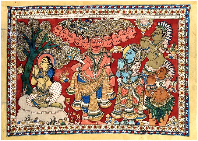 Seeta in Ashok Vaatika - Kalamkari Painting