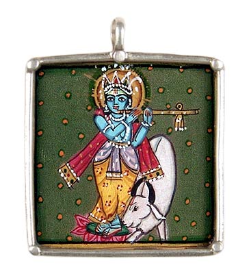 Krishna as 'Gau Gopala' - Silver Pendant