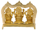 Lakshmi Ganesha and Saraswati Statue with Arched Aureole