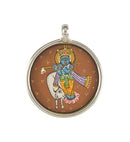 Krishna with Cow - Hand Painted Pendant