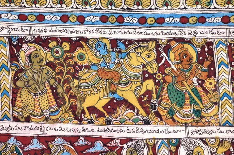 'Ramayana' The Story of Rama - A Narrative Kalamkari Painting