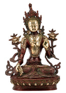 Savioress Goddess Tara - Antiquated Brass Statue 12"