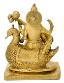 Brass Sculpture Mata Saraswati Playing Veena