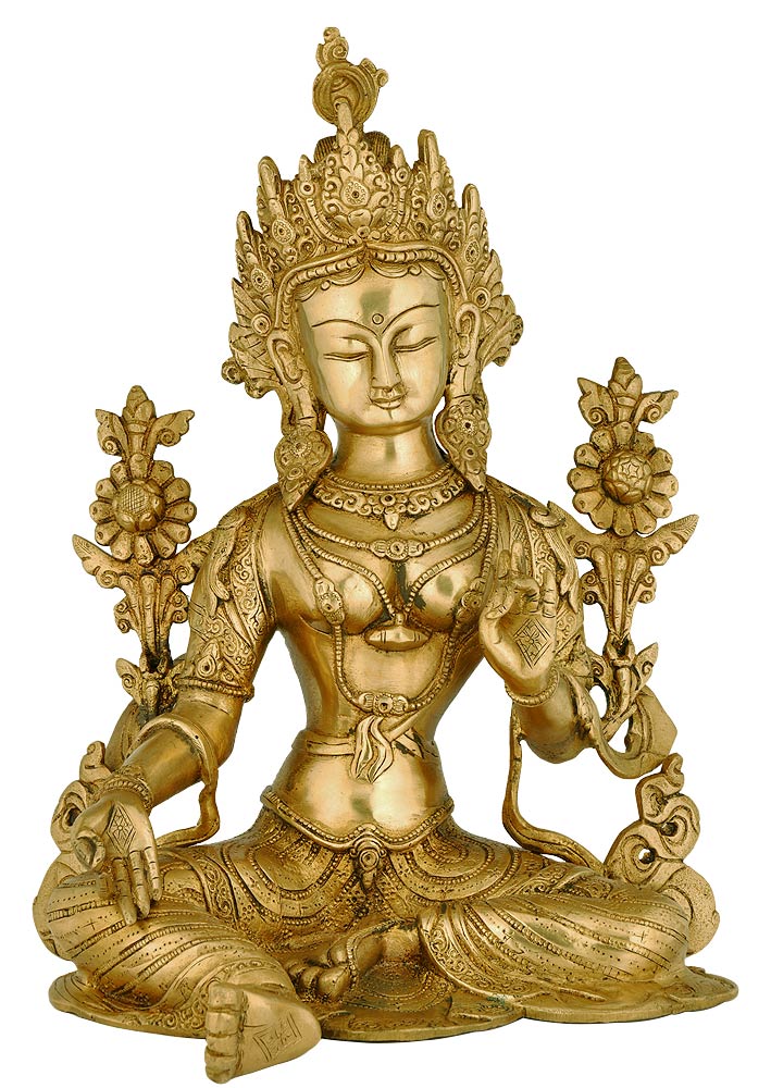 Goddess Green Tara - Brass Sculpture