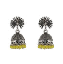 Yellow Beads Peacock Beautiful Indian Style Sliver Color Jhumki Earrings