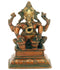 Ganesha Playing Tabla - Oxidized Brass Statue 6"