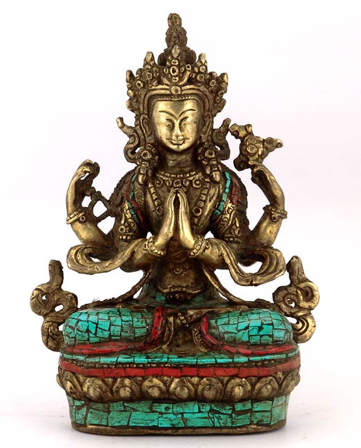Bodhisattva Avalokiteshvara - Nepalese Brass Statue