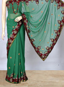 GreenSaree with Heavily Embroidered Border
