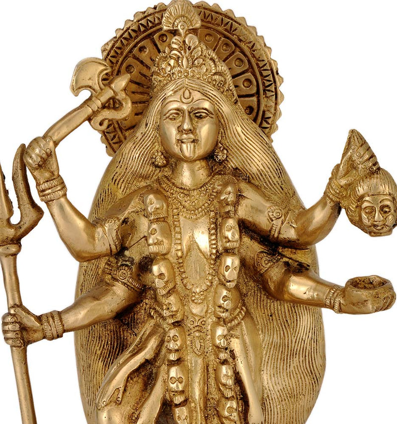 Goddess Maha Kali - Brass Statue 9.50"