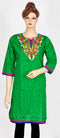 Green Kurta with Embroidery on Neck