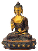 Brass Carved Gautama Buddha Figurine 9.25"