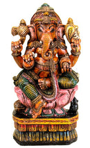 God of Good Luck - Painted Wooden Sculpture