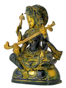 Gentle Mother Saraswati - Brass Statuette 7.50"