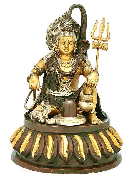 Lord Shiv Shankar Mahadev - Brass Sculpture 12"
